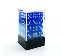 Bescon Dés w6 12mm Boîte de 36 briques, Dé à six faces de 12mm (36) Bloc de dés, Bleu transparent avec blanc