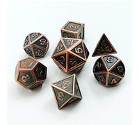 Bescon Dice Dé polyédrique en métal massif, cuivre ancien, nouveau style (lot de 7) - Pour jeu de rôle, D4-D20