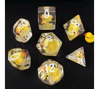 BESCON DICE Lot de 7 dés RPG surdimensionnés en forme de canard jaune, ensemble de dés polyédriques DND