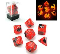 Bescon Gemini Glowing Polyédrique dés Lot de 7 Hot Rocks, Lumineuse RPG Dice Ensemble D4 D6 D8 D10 D12 D20 D%, Brick Box Emballage