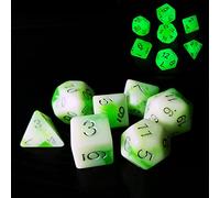 Bescon Glowing Polyhedral RPG Dice Set Luminous Jade, Bescon Glow in Dark Poly Dice Set of 7, DND Role Playing Game Dice