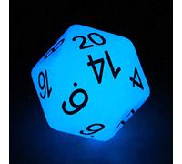 Bescon Jumbo Glowing D20 38MM, Big Size 20 Sides Dice Iced Blue Glow in Dark, Big 20 Faces Cube 1.5 inch