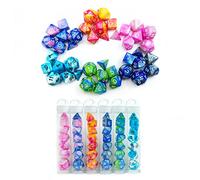 Bescon Mini Gemini Two Tone Polyhedral RPG Dice Set 10MM, Mini RPG Dice Set D4-D20 in Tube Packaging, Assorted Colored of 42pcs (7X6