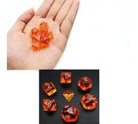 Bescon Mini Translucent Polyhedral RPG Dice Set 10MM, Small RPG Role Playing Game Dice Set D4-D20 in Tube, Transparent Orange