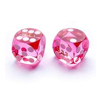 Bescon Professional Precision Dice Round Corner 5/8" (16mm) with Random Serial Number, Precision Cut Dice 16MM Gem Pink, 2pcs Set