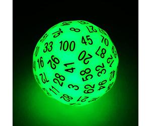 Bescon Super Jade Glow in Dark Polyhedral Dice 100 Sides, Luminous D100 Die, 100 Sided Cube, Glowing D100 Game Dice