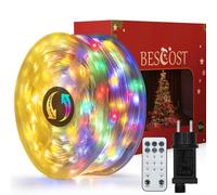 BESCOST Guirlande Lumineuse 50M, Blanc Chaud + Multicolore, Guirlande Lumineuse Extérieure 500 LED avec Télécommande et 11 Modes, Décoration Noël Jardin Terrasse Balcon Patio Mariage