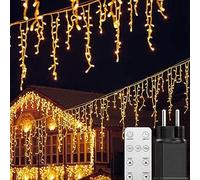 BESCOST Guirlande Lumineuse Exterieure Noël 10 m 400 LED, 8 Modes Rideau lumineux d'extérieur Blanc Chaud, pour Maison Mariage Patio Noël Soirée Fête [Classe énergétique E]