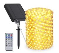 BESCOST Guirlande Lumineuse Solaire Extérieure, Lumière Solaire Extérieur 24 m 240 LED, IP65 Étanche, 8 Modes Décoratifs pour Jardin Balcon Escalier Fête Noël Blanc Chaud