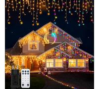 BESCOST Guirlande Noël Exterieur 10m 400 LED, Rideau Lumineux Exterieur Multicolore et Blanc Chaud, 11 Modes avec Télécommande RF, Idéal pour Jardin, Patio, Fête Noël (Blanc Chaud + RVB)