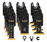Besdiyart Lot de 12 lames de scie oscillantes avec revêtement en titane - 28 mm, 34 mm, 44 mm - Lames de scie multi-outils pour métal et bois - Accessoire universel Quick-Lock multi-outil