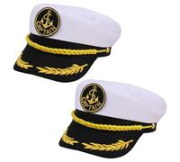Besforta Lot de 2 chapeaux de capitaine de yacht bleu marine - Accessoire de costume de bateau pour femme et homme - Décoration de fête d'Halloween