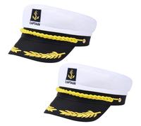 Besforta Lot de 2 chapeaux de capitaine de yacht bleu marine - Accessoire de costume de bateau pour femme et homme - Décoration de fête d'Halloween