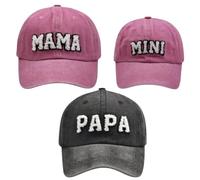 Besforta Lot de 3 Casquettes de Baseball Mama Papa et Mini Casquettes réglables en Coton brodé Parent-Enfant