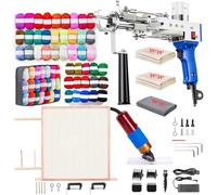 BESGEER 2024 Kit Complet Pistolet à Tufting, Kit de Démarrage avec Cadre et Trimmer de Tapis, Pistolet 2-en-1 Velours Coupé/Bouclé, Machine à Tisser Tapis, Trimmer Tufting, Pistolet Touffetage (bleu)