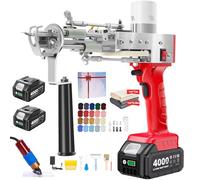 BESGEER pistolet de tufting sans fil avec kit de coupe-tapis, kit tufting débutant équipé de 2 batteries de 4,0 Ah, Rug tufting gun kit complet 2 en 1 poil coupé et poil bouclé