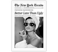 Beshdomp Toile murale vintage « Better Late Than Ugly » - Impression sur toile pour salle de bain, maison, chambre à coucher, dortoir - 30,5 x 40,6 cm - Sans cadre