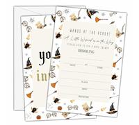 Beshoul Invitations pour fête prénatale, 10,2 x 15,2 cm - Invitations magiques pour fête prénatale avec enveloppes, fournitures de fête de révélation du sexe d'Halloween - A09