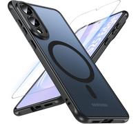 BESINPO Coque de protection pour Samsung Galaxy S25 Edge avec verre blindé - S25 Edge - Protection militaire magnétique - Avec film de protection transparent mat MagSafe (noir)