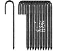 Besitu Lot de 16 piquets d'armature de 30,5 cm en J - Piquets de clôture en métal galvanisé robuste pour décoration de pelouse - Gonflables - Balançoire