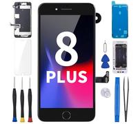 BESJMYT Écran de rechange pour iPhone 8 Plus de 5,5 pouces noir avec kit de réparation de bouton d'accueil, écran LCD tactile 3D avec capteur de haut-parleur en verre, outils de réparation A1864 A1897