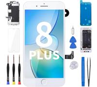BESJMYT Kit de remplacement d'écran LCD 3D pour iPhone 8 Plus 5,5" avec caméra avant + écouteur + protecteur d'écran (blanc)