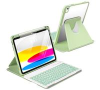 besky Étui avec clavier pour iPad 11e/10e génération, étui folio avec porte-crayon, pavé tactile multi-touch, clavier rétroéclairé amovible sans fil pour iPad (A16) 11e/10e génération (vert clair)