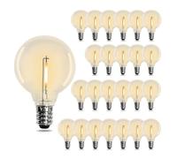 BESLAM Ampoules à filament LED G40, Ampoule Edison en Plastique blanc chaud 2200K 0.6W, Base E12 pourRemplacement d'ampoule de lumières à chaînes extérieures imperméables, lot de 25