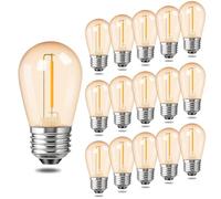 BESLAM S14 Ampoule à Filament LED 1W, Ampoule Edison en Plastique Ambre Blanc Chaud 2700K Équivalent à 20W, 130LM E26 Base pour Remplacement d'Ampoule à Guirlande Extérieure Imperméable, Lot de 15