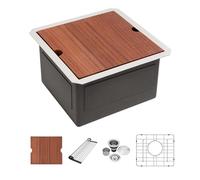 Beslend Évier de cuisine encastrable 15 - 38,1 x 38,1 x 25,4 cm - Évier de préparation de bar en acier inoxydable de calibre 16 - Évier de profondeur de 25,4 cm