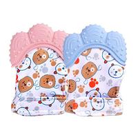 BESLIME Gant de Dentition pour Bébé, Moufle Jouet de Dentition en Silicone pour Garçon, Soulage et Calme les Nourrissons (Paquet de 2)