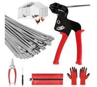 Besly Accessoires de fil de poulet, kit de pistolet de serre-câble en acier inoxydable pour poulailler, accessoires de poulailler
