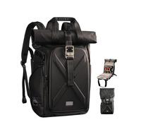 Besnfoto Sac à dos rigide pour appareil photo reflex numérique sans miroir étanche avec compartiment pour ordinateur portable de 15,6", support trépied, étui pour appareil photo compatible avec Canon