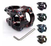 BESNIN 31,8 Potence VTT 0 Degré Potence de Vélo 35mm Potence de Guidon Courte en Alliage d'Aluminium pour BMX, Vélo de Route, DH, Gravel, VAE (Camo Noir/Rouge)