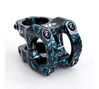 BESNIN Potence de vélo 0 degré 31,8 mm pour guidon de vélo court 35 mm bicolore, potence de vélo colorée (point bleu, noir)