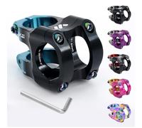 BESNIN Potence de Vélo 31,8mm Potence VTT Courte en Alliage d'Aluminium Potence de Guidon Légère pour BMX, Vélo de Route, DH, Gravel, VAE - Noir/Bleu, 31,8x35mm