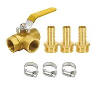 BesNPT Robinet à boisseau sphérique forgé 3 voies (T-Port) en laiton 1,9 cm avec poignée à levier