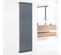 Besoa Delgado radiateur 160x45 : 12 nervures verticales, 2-en-1 : raccordement central ou latéral/raccordements 1/2", montage mural, 822 W/max. 70°C/max. 10,1 bar, Slim, 8-20 m², gris