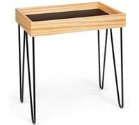Besoa Little Lyon Table basse plateau MDF structure acier plaqué bois de chêne noir Noir G