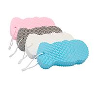 BESOBELLA Lot de 4 éponges exfoliantes super douces pour le bain et la douche - Élimine les peaux mortes et les impuretés du corps - Idéales pour adultes et enfants - Rose, bleu, blanc et gris
