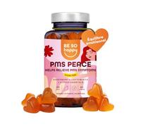 BeSoHappy PMS Gummies - Confort Menstruel, Regles Douloureuses et Gattilier Syndrome Premenstruel - Acide Folique, Safran, l'Alchemille et Vitamines B6 et B12. 60 gommes Vegetaliennes et Sans Sucre