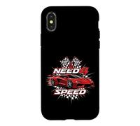 Besoin d'une Voiture de Course à Grande Vitesse avec Drapeaux à damiers Coque pour iPhone X/XS