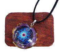 Besorgone Collier pendentif orgonite pour énergie positive Charoite Fleur de vie Chakra avec pierres précieuses de guérison en cristal Pendentifs Orgone, bijoux pour amoureux, cadeau