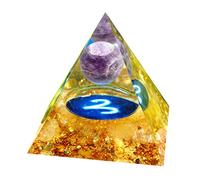 Besorgone Orgone pyramide en cristal de Style zodiaque, pierre de guérison, sphère d'améthyste pour une énergie Positive, Chakra Reiki, Protection Orgonite pryamide Méditation Cadeau (Bélier)