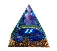 Besorgone Orgone pyramide en cristal de Style zodiaque, pierre de guérison, sphère d'améthyste pour une énergie Positive, Chakra Reiki, Protection Orgonite pryamide Méditation Cadeau (Verseau)