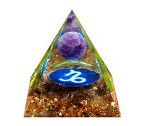 Besorgone Orgone pyramide en cristal de Style zodiaque, pierre de guérison, sphère d'améthyste pour une énergie Positive, Chakra Reiki, Protection Orgonite pryamide Méditation Cadeau (Capricorne)