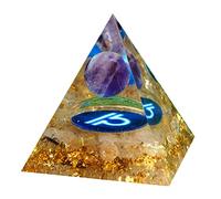 Besorgone Orgone pyramide en cristal de Style zodiaque, pierre de guérison, sphère d'améthyste pour une énergie Positive, Chakra Reiki, Protection Orgonite pryamide Méditation Cadeau (Libra)