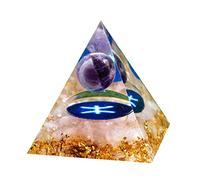 Besorgone Orgone pyramide en cristal de Style zodiaque, pierre de guérison, sphère d'améthyste pour une énergie Positive, Chakra Reiki, Protection Orgonite pryamide Méditation Cadeau (Poissons)