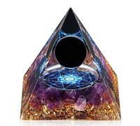 Besorgone Pyramide d'orgonite faite à la main pour énergie positive, Améthyste avec obsidienne pierres de guérison, attire la richesse, la chance