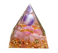 Besorgone Pyramide d'orgonite faite à la main pour énergie positive, Améthyste avec quartz rose pierres de guérison, attire la richesse, la chance